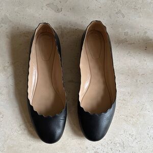 Chloe leather scalloped flats